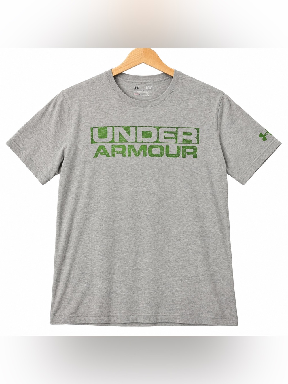 Under Armour HeatGear Gray Green Logo Loose Fit T-Shirt Large